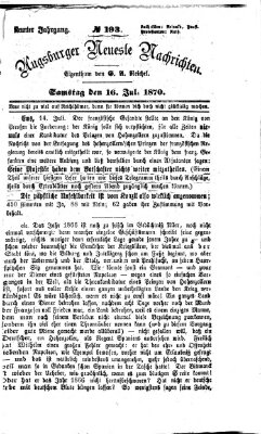 Augsburger neueste Nachrichten Samstag 16. Juli 1870