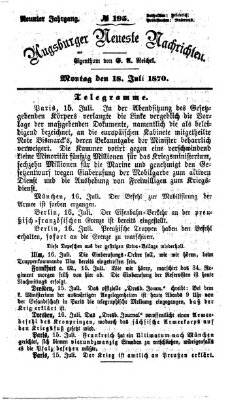 Augsburger neueste Nachrichten Montag 18. Juli 1870