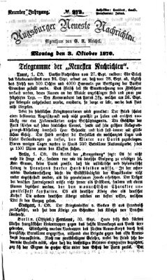 Augsburger neueste Nachrichten Montag 3. Oktober 1870