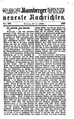 Bamberger neueste Nachrichten Montag 21. Oktober 1867