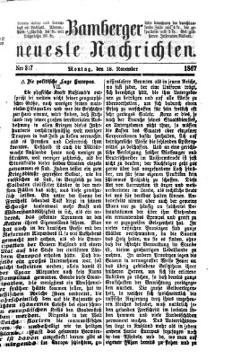 Bamberger neueste Nachrichten Montag 18. November 1867