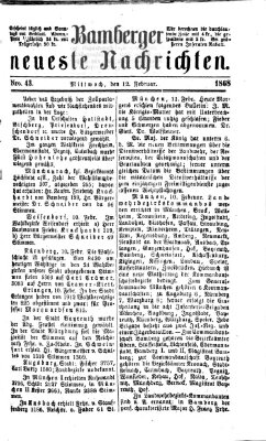Bamberger neueste Nachrichten Mittwoch 12. Februar 1868