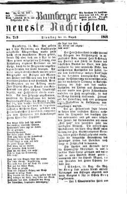Bamberger neueste Nachrichten Dienstag 11. August 1868