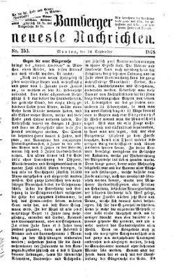 Bamberger neueste Nachrichten Montag 14. September 1868