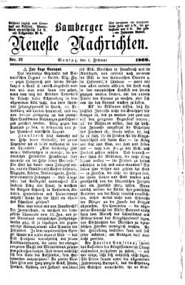 Bamberger neueste Nachrichten Montag 1. Februar 1869
