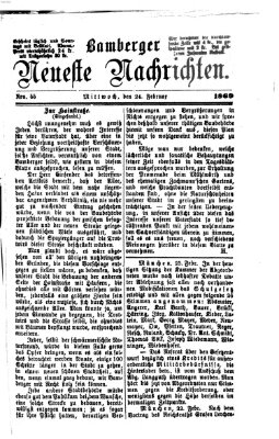 Bamberger neueste Nachrichten Mittwoch 24. Februar 1869