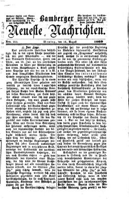 Bamberger neueste Nachrichten Montag 16. August 1869
