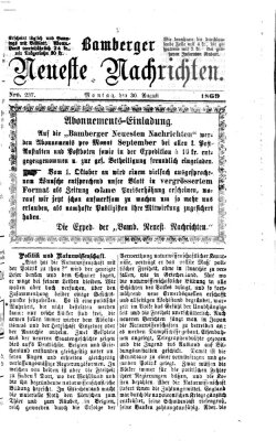 Bamberger neueste Nachrichten Montag 30. August 1869