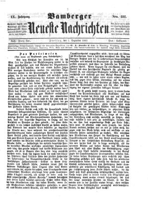 Bamberger neueste Nachrichten Freitag 3. Dezember 1869