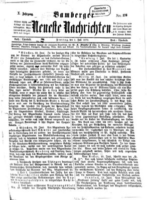 Bamberger neueste Nachrichten Freitag 1. Juli 1870