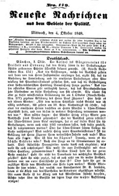 Neueste Nachrichten aus dem Gebiete der Politik (Münchner neueste Nachrichten) Mittwoch 4. Oktober 1848