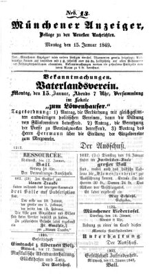 Neueste Nachrichten aus dem Gebiete der Politik (Münchner neueste Nachrichten) Montag 15. Januar 1849