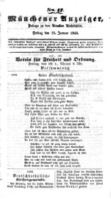 Neueste Nachrichten aus dem Gebiete der Politik (Münchner neueste Nachrichten) Freitag 19. Januar 1849