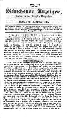 Neueste Nachrichten aus dem Gebiete der Politik (Münchner neueste Nachrichten) Samstag 17. Februar 1849