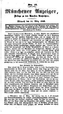 Neueste Nachrichten aus dem Gebiete der Politik (Münchner neueste Nachrichten) Mittwoch 14. März 1849