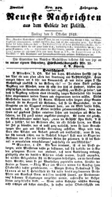 Neueste Nachrichten aus dem Gebiete der Politik (Münchner neueste Nachrichten) Freitag 5. Oktober 1849