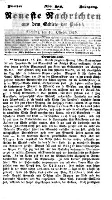 Neueste Nachrichten aus dem Gebiete der Politik (Münchner neueste Nachrichten) Dienstag 16. Oktober 1849