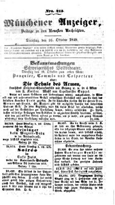 Neueste Nachrichten aus dem Gebiete der Politik (Münchner neueste Nachrichten) Dienstag 16. Oktober 1849