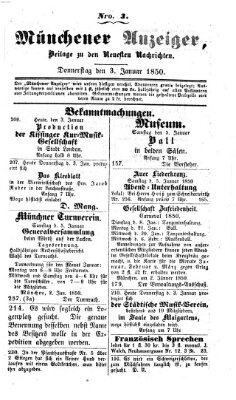 Neueste Nachrichten aus dem Gebiete der Politik (Münchner neueste Nachrichten) Donnerstag 3. Januar 1850