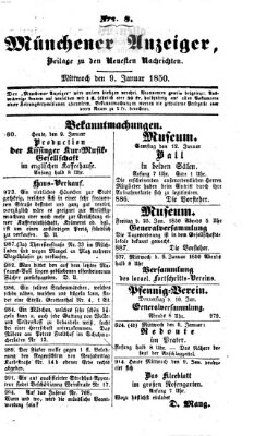 Neueste Nachrichten aus dem Gebiete der Politik (Münchner neueste Nachrichten) Mittwoch 9. Januar 1850