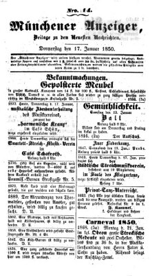 Neueste Nachrichten aus dem Gebiete der Politik (Münchner neueste Nachrichten) Donnerstag 17. Januar 1850