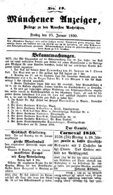 Neueste Nachrichten aus dem Gebiete der Politik (Münchner neueste Nachrichten) Freitag 25. Januar 1850