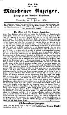 Neueste Nachrichten aus dem Gebiete der Politik (Münchner neueste Nachrichten) Donnerstag 7. Februar 1850