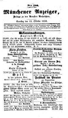 Neueste Nachrichten aus dem Gebiete der Politik (Münchner neueste Nachrichten) Samstag 12. Oktober 1850