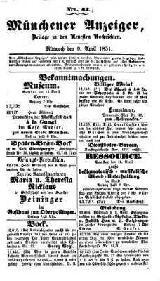 Neueste Nachrichten aus dem Gebiete der Politik (Münchner neueste Nachrichten) Mittwoch 9. April 1851