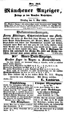 Neueste Nachrichten aus dem Gebiete der Politik (Münchner neueste Nachrichten) Dienstag 6. Mai 1851