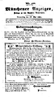 Neueste Nachrichten aus dem Gebiete der Politik (Münchner neueste Nachrichten) Donnerstag 29. Mai 1851