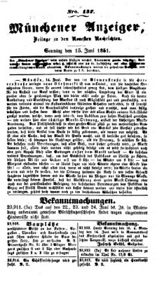 Neueste Nachrichten aus dem Gebiete der Politik (Münchner neueste Nachrichten) Sonntag 15. Juni 1851