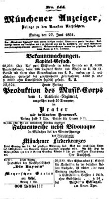 Neueste Nachrichten aus dem Gebiete der Politik (Münchner neueste Nachrichten) Freitag 27. Juni 1851