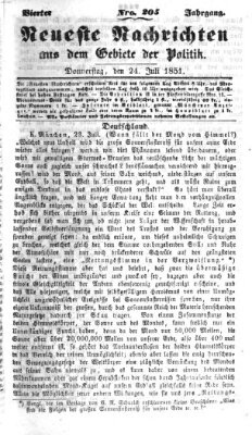 Neueste Nachrichten aus dem Gebiete der Politik (Münchner neueste Nachrichten) Donnerstag 24. Juli 1851
