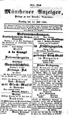 Neueste Nachrichten aus dem Gebiete der Politik (Münchner neueste Nachrichten) Samstag 12. Juli 1851