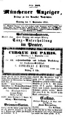 Neueste Nachrichten aus dem Gebiete der Politik (Münchner neueste Nachrichten) Sonntag 7. September 1851
