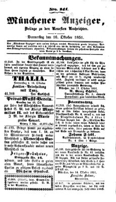 Neueste Nachrichten aus dem Gebiete der Politik (Münchner neueste Nachrichten) Donnerstag 16. Oktober 1851