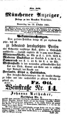 Neueste Nachrichten aus dem Gebiete der Politik (Münchner neueste Nachrichten) Donnerstag 23. Oktober 1851