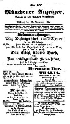 Neueste Nachrichten aus dem Gebiete der Politik (Münchner neueste Nachrichten) Mittwoch 26. November 1851