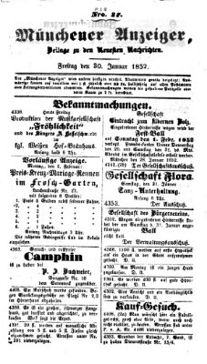 Neueste Nachrichten aus dem Gebiete der Politik (Münchner neueste Nachrichten) Freitag 30. Januar 1852