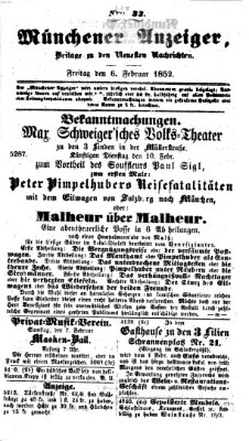 Neueste Nachrichten aus dem Gebiete der Politik (Münchner neueste Nachrichten) Freitag 6. Februar 1852