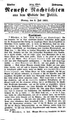 Neueste Nachrichten aus dem Gebiete der Politik (Münchner neueste Nachrichten) Montag 5. Juli 1852