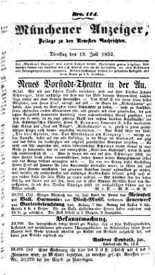 Neueste Nachrichten aus dem Gebiete der Politik (Münchner neueste Nachrichten) Dienstag 13. Juli 1852