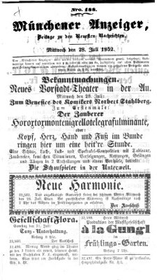 Neueste Nachrichten aus dem Gebiete der Politik (Münchner neueste Nachrichten) Mittwoch 28. Juli 1852