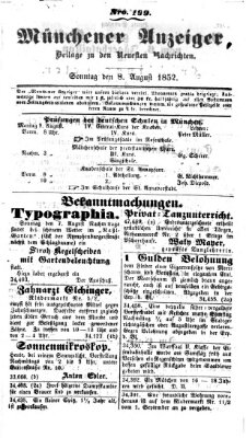 Neueste Nachrichten aus dem Gebiete der Politik (Münchner neueste Nachrichten) Sonntag 8. August 1852