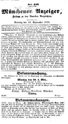 Neueste Nachrichten aus dem Gebiete der Politik (Münchner neueste Nachrichten) Sonntag 19. September 1852