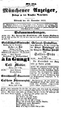 Neueste Nachrichten aus dem Gebiete der Politik (Münchner neueste Nachrichten) Mittwoch 10. November 1852