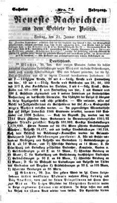 Neueste Nachrichten aus dem Gebiete der Politik (Münchner neueste Nachrichten) Freitag 21. Januar 1853
