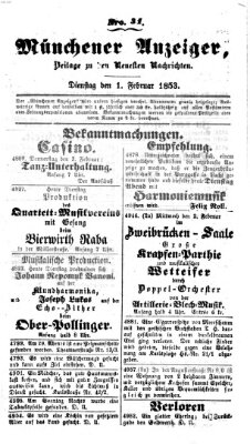 Neueste Nachrichten aus dem Gebiete der Politik (Münchner neueste Nachrichten) Dienstag 1. Februar 1853