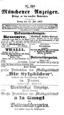 Neueste Nachrichten aus dem Gebiete der Politik (Münchner neueste Nachrichten) Freitag 15. Juli 1853